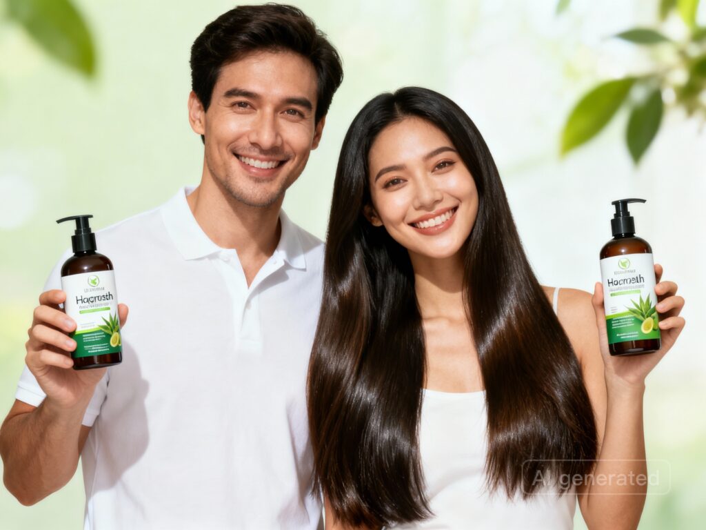 “Best product for hair regrowth – worried woman holding comb with hair fall strands, showing early signs of hair loss problem.”