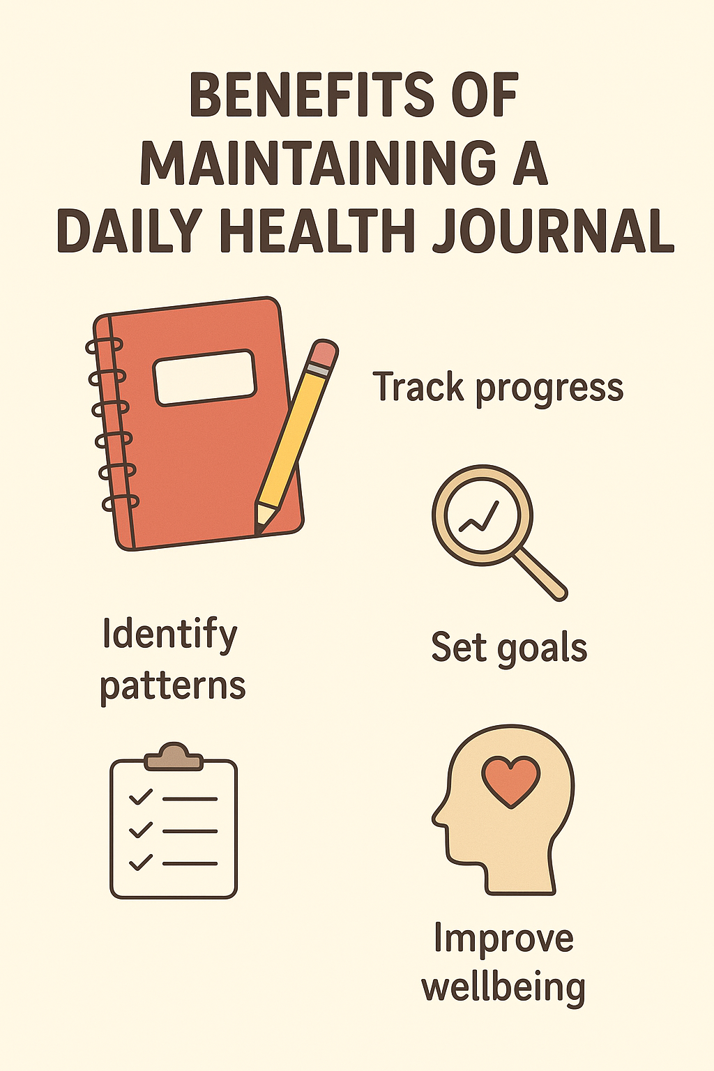 “Flat style illustration of a person tracking daily health habits like water intake, diet, and physical activity”