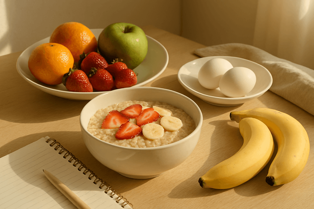 Healthy breakfast and daily planning morning routine